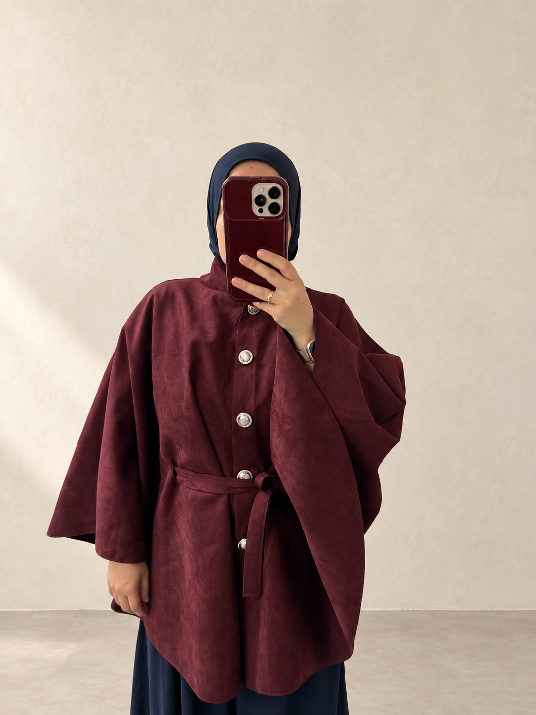Ayla Poncho in Wildlederoptik