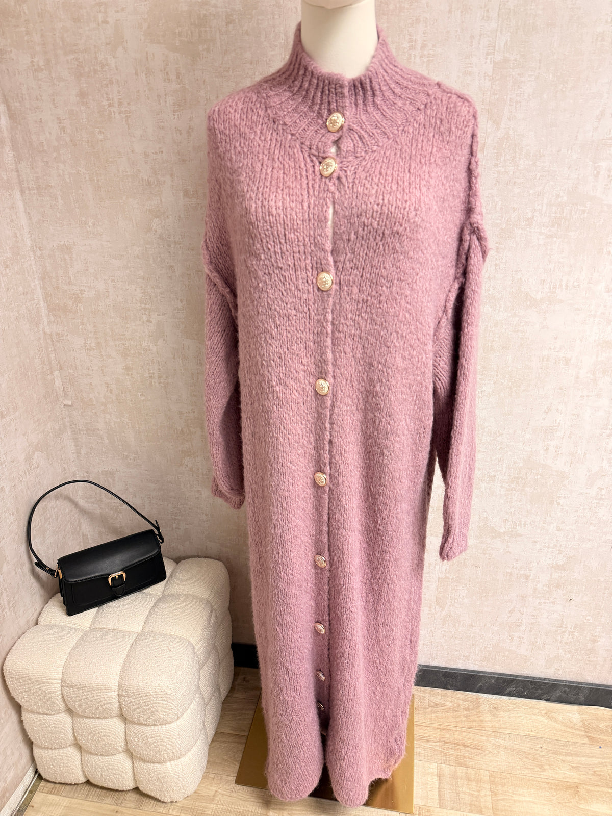 Aziza - Strick Cardigan lang Pink