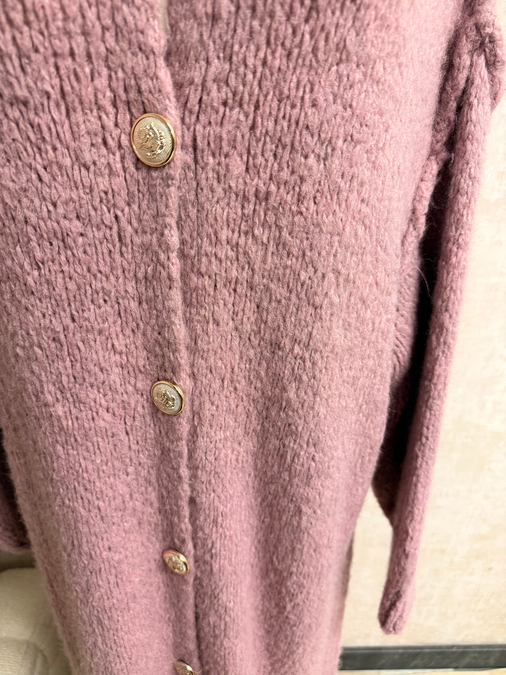 Aziza - Strick Cardigan lang Pink