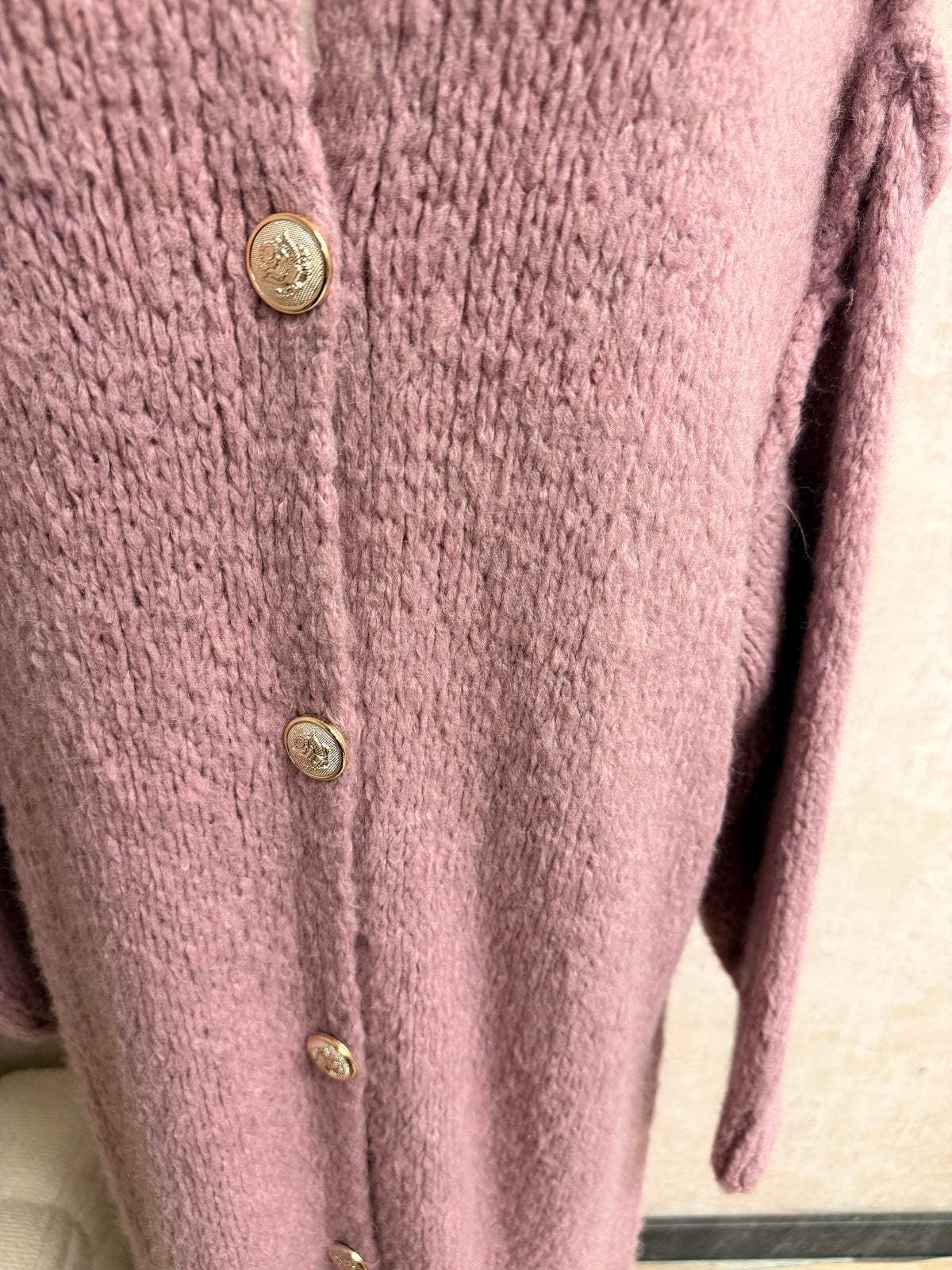 Aziza - Strick Cardigan lang Pink