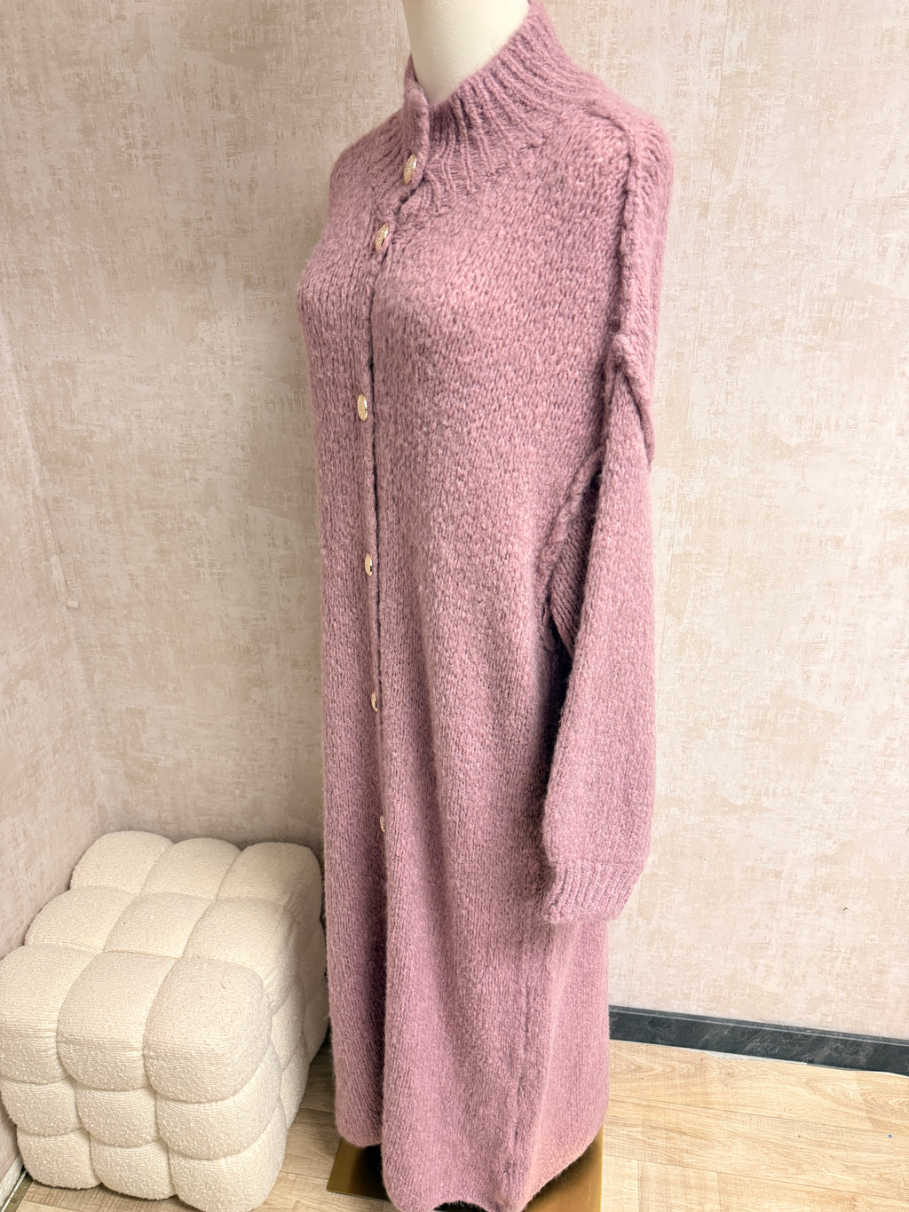 Aziza - Strick Cardigan lang Pink