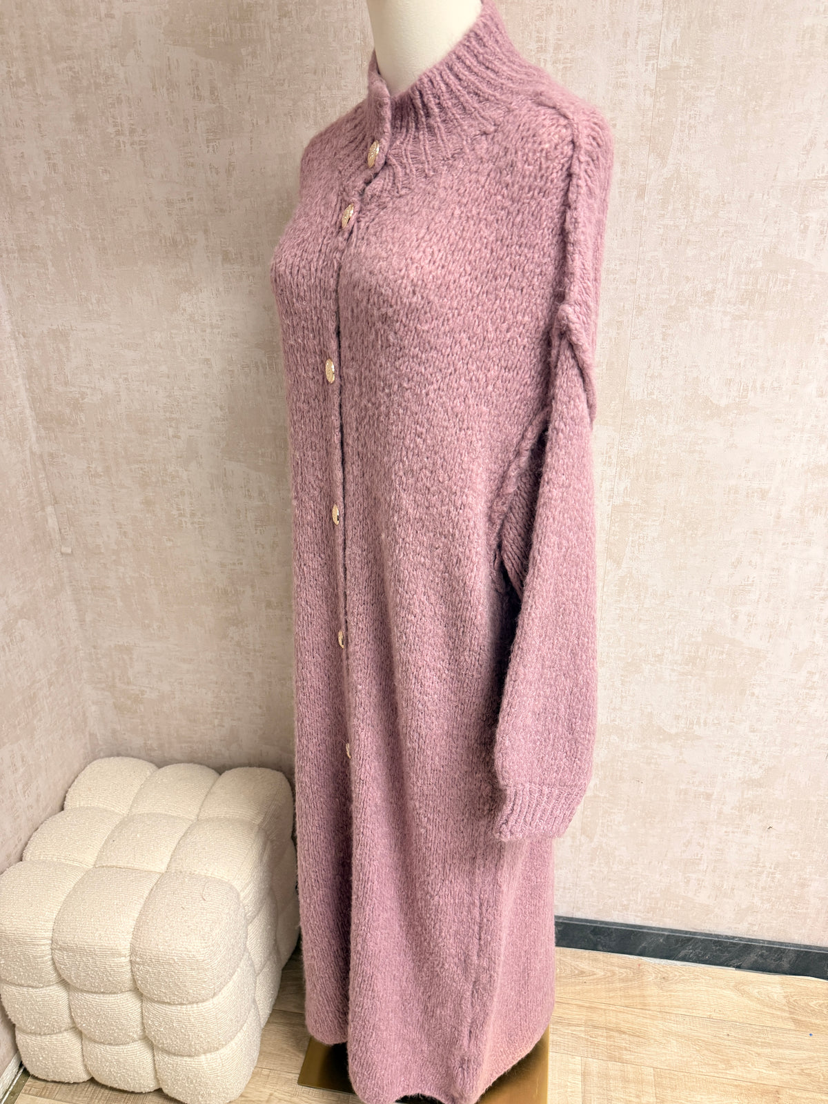 Aziza - Strick Cardigan lang Pink