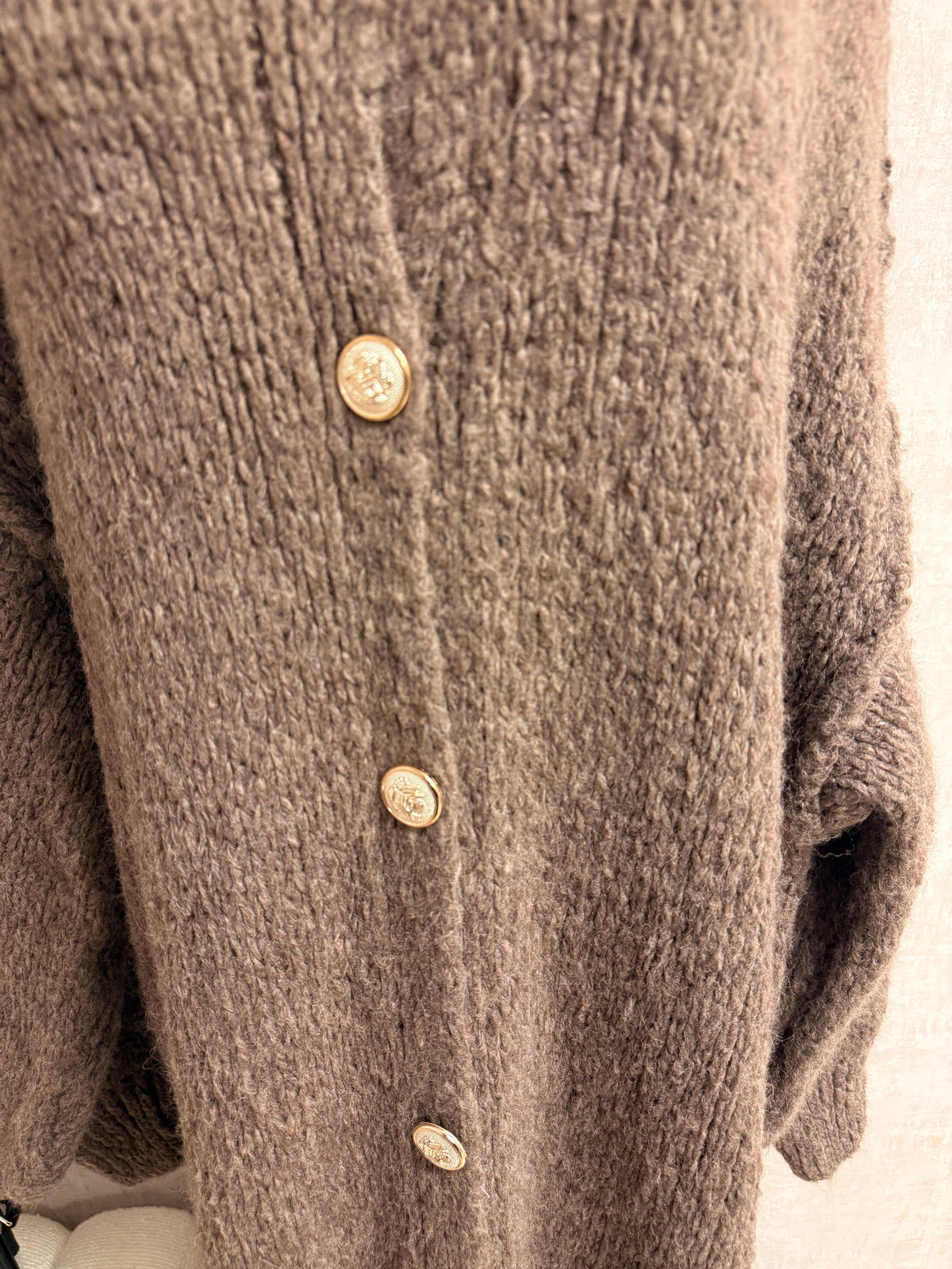 Aziza - Strick Cardigan lang Mocha