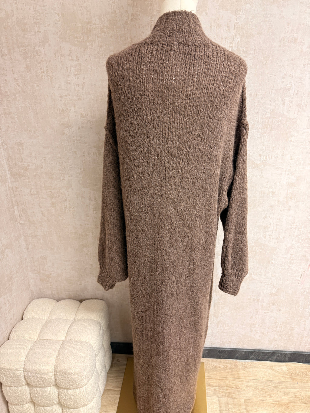 Aziza - Strick Cardigan lang Mocha