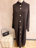 Aziza - Strick Cardigan lang Dunkel Braun