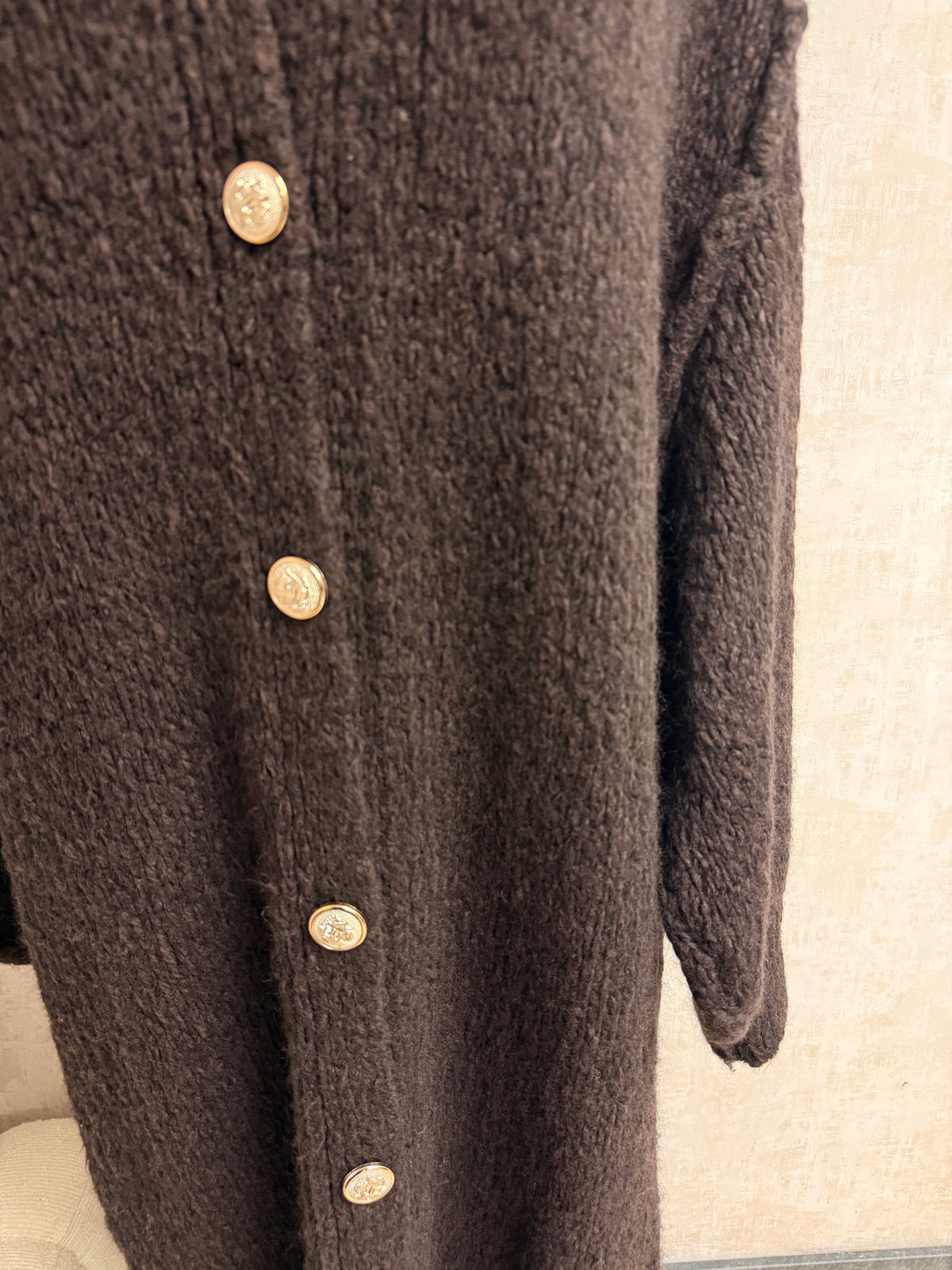 Aziza - Strick Cardigan lang Dunkel Braun
