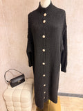 Aziza - Strick Cardigan lang Schwarz